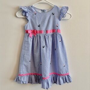 Rare Editions Blue and Pink Striped Dress